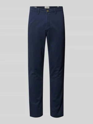 Spodnie o kroju slim fit w długości do kostek model 'Marco' Jack&Jones Ciemnoniebieski