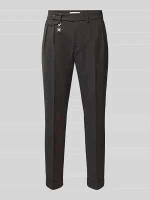 Spodnie o kroju slim fit z dodatkiem wiskozy Manuel Ritz Ciemnobrązowy