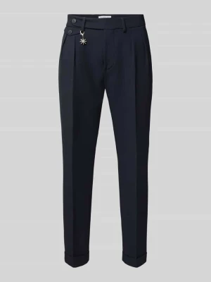 Spodnie o kroju slim fit z dodatkiem wiskozy Manuel Ritz Granatowy