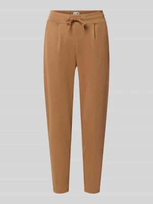 Spodnie o kroju slim fit z dodatkiem wiskozy model 'KATE' Ichi Średniobrązowy