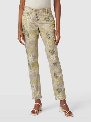 Spodnie o kroju slim fit z kwiatowym wzorem na całej powierzchni model ‘Malibu’ Buena Vista