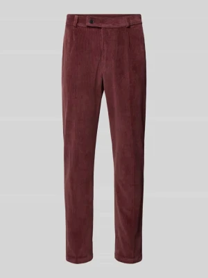 spodnie o kroju slim fit z mieszanki bawełny w imitacji sztruksu model 'Cliffer' Zuitable Bordowy