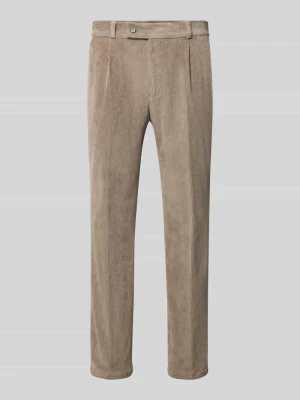 spodnie o kroju slim fit z mieszanki bawełny w imitacji sztruksu model 'Cliffer' Zuitable Piaskowy