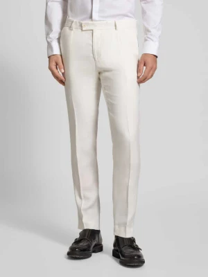 Spodnie o kroju slim fit z zakładkami w pasie i fakturowanym wzorem model ‘Peter’ CG - Club of Gents