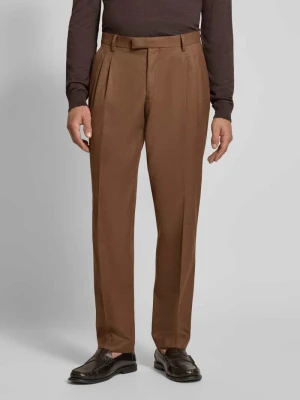 Spodnie w optyce flaneli, krój slim fit MCNEAL Średniobrązowy