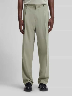 Spodnie o kroju straight fit z domieszką wełny model 'TONY262X' HUGO