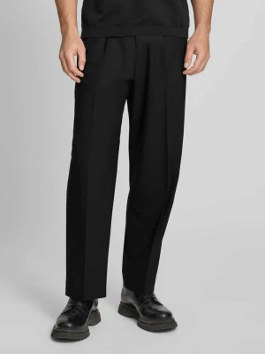 Spodnie o kroju straight fit z mieszanka żywej wełny model 'TONY' HUGO