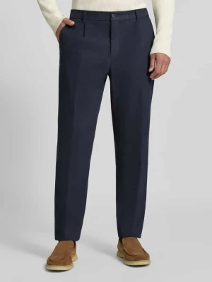 Spodnie o kroju tapered fit z mieszanki bawełny model 'C-Perin' Boss Granatowy