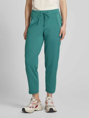 Spodnie o kroju tapered fit z wiązanym paskiem Tom Tailor Butelkowy zielony
