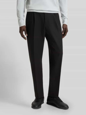 Spodnie o kroju tapered z zakładkami w pasie i półelastycznym pasem model ‘CONVERT-PLEAT’ BOSS Green