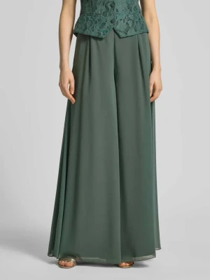 Spodnie o kroju wide fit z zakładkami w pasie V by Vera Mont