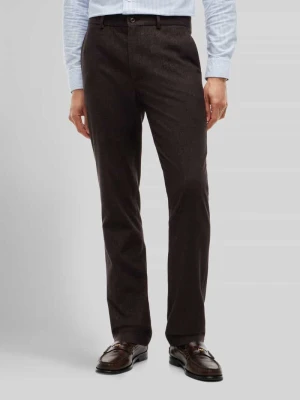 spodnie o prostym kroju slim fit z mieszanki bawełny z dodatkiem wiskozy model 'DENTON' Tommy Hilfiger Ciemnobrązowy