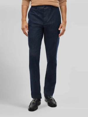 spodnie o prostym kroju slim fit z mieszanki bawełny z dodatkiem wiskozy model 'DENTON' Tommy Hilfiger Granatowy