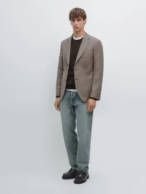Spodnie O Prostym Kroju - Średni Niebieski - - Massimo Dutti - Mężczyzna