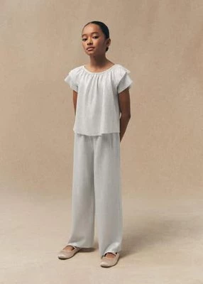 Spodnie o prostym kroju w metalicznym kolorze Mango Kids