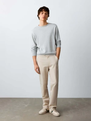 Spodnie o prostym kroju z bawełny i lnu piaskowy - Chłopak - - MANGO TEEN