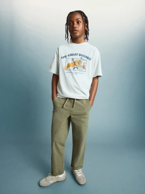 Spodnie o prostym kroju z bawełny khaki - Dzieci - - MANGO KIDS