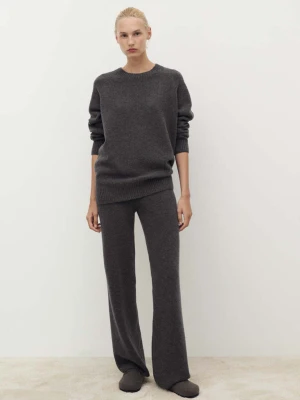 Spodnie o prostym kroju z dzianiny antracytowy - Kobieta - - MANGO