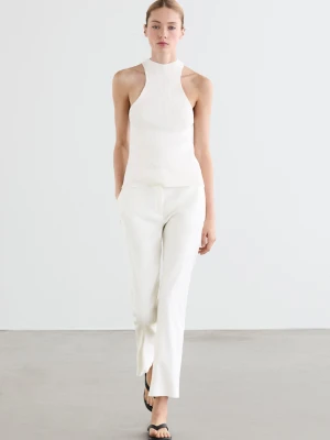 Spodnie O Prostym Kroju Z Lnem - Biały - - Massimo Dutti - Female