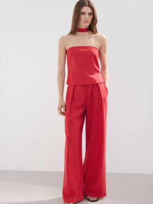 Spodnie o prostym kroju z lyocellu czerwony - Kobieta - - MANGO