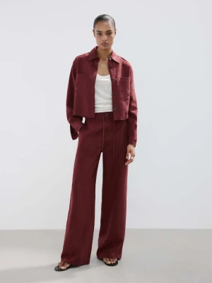 Spodnie o prostym kroju z lyocellu intensywny pomaraÅ„czowy - Kobieta - - MANGO