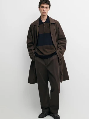 Spodnie O Prostym Kroju Z Mieszanki Bawełny - Brązowy - Massimo Dutti - Male