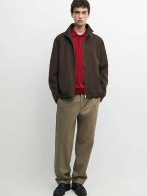 Spodnie O Prostym Kroju Z Mieszanki Bawełny - Norkowy - Massimo Dutti - Male