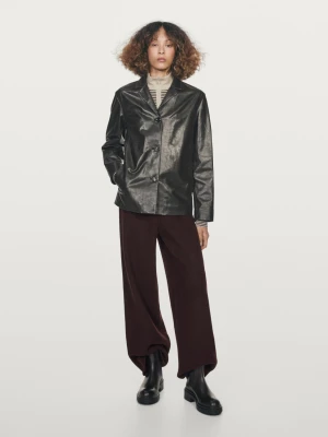 Spodnie O Prostym Kroju Z Mieszanki Wełny - Brązowy - - Massimo Dutti - Kobieta