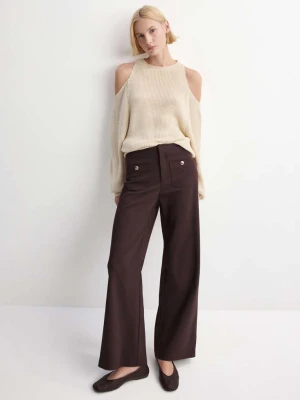 Spodnie o prostym kroju z ozdobnymi guzikami winny - Kobieta - - MANGO