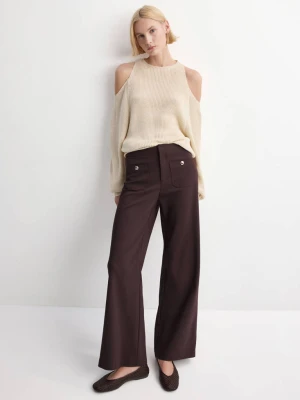 Spodnie o prostym kroju z ozdobnymi guzikami winny - Kobieta - - MANGO
