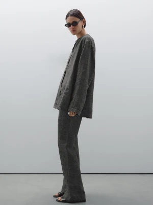 Spodnie O Prostym Kroju Ze 100% Lnu - Czarny - - Massimo Dutti - Kobieta