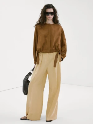 Spodnie o prostym kroju ze średnim stanem musztardowy - Kobieta - - MANGO