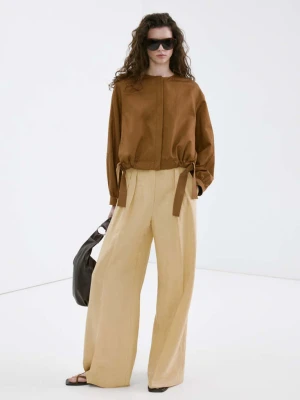 Spodnie o prostym kroju ze średnim stanem musztardowy - Kobieta - - MANGO