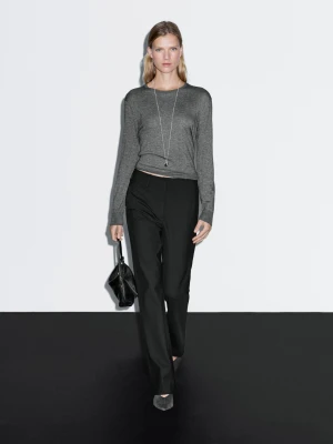 Spodnie O Rozszerzanym Kroju - Czarny - - Massimo Dutti - Kobieta