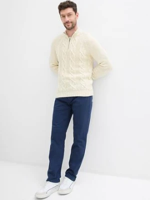 Spodnie ocieplane ze stretchem o kroju regular fit, z puszystą flanelową podszewką, straight bonprix