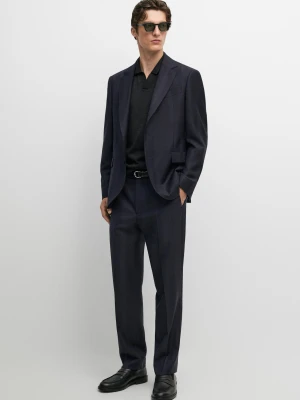 Spodnie Od Garnituru W Jodełkę - Granatowy - Massimo Dutti - Male