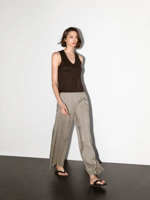 Spodnie Od Garnituru W Kratkę - Beżowy - - Massimo Dutti - Female