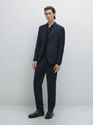 Spodnie Od Garnituru W Pepitkę - Granatowy - - Massimo Dutti - Mężczyzna