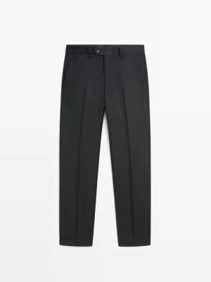 Spodnie Od Garnituru Z 100% Wełną - Granatowy - - Massimo Dutti - Male