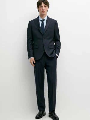 Spodnie Od Garnituru Z 100% Wełną - Granatowy - Massimo Dutti - Male