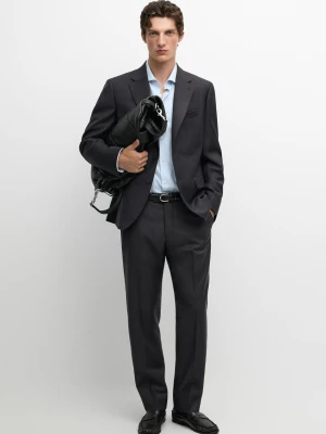 Spodnie Od Garnituru Z 100% Wełną - Granatowy - Massimo Dutti - Male