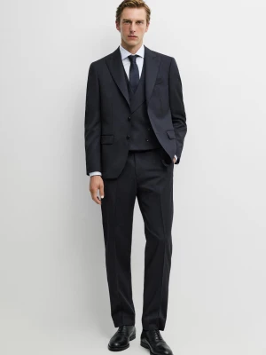 Spodnie Od Garnituru Z Chłodnej Wełny - Granatowy - Massimo Dutti - Male