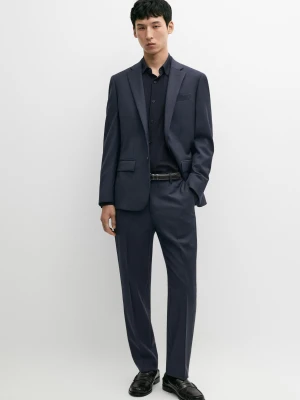 Spodnie Od Garnituru Z Chłodnej Wełny - Granatowy - Massimo Dutti - Male