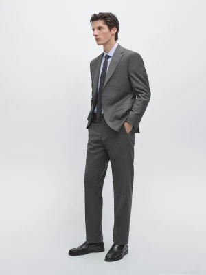 Spodnie Od Garnituru Z Chłodnej Wełny - Szary - Massimo Dutti - Male