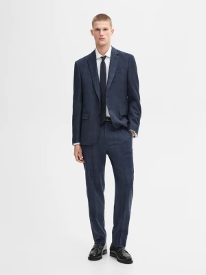 Spodnie Od Garnituru Z Mieszanki Wełny W Kratę - Niebieski - - Massimo Dutti - Mężczyzna