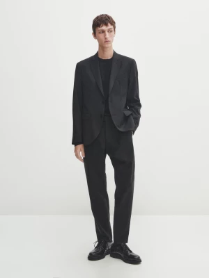 Spodnie Od Garnituru Z Wełnianej Tkaniny - Czarny - - Massimo Dutti - Mężczyzna