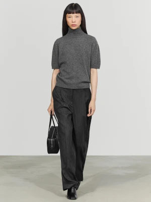 Spodnie Od Garnituru Z Zakładkami W Prążki - Szylkretowy - Massimo Dutti - Female