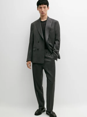 Spodnie Od Garnituru Ze 100% Chłodnej Wełny - Szary - Massimo Dutti - Male