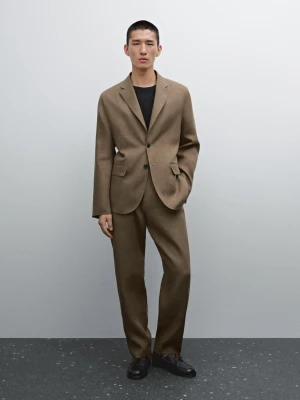 Spodnie Od Garnituru Ze 100% Lnu - Opalony - - Massimo Dutti - Mężczyzna