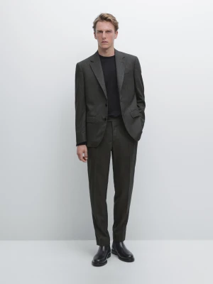 Spodnie Od Garnituru Ze 100% Wełny - Brudnoszary - - Massimo Dutti - Mężczyzna